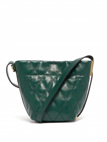 GIVENCHY GV quilted green-leather mini bucket bag ~ small luxe shoulder bags - flipped