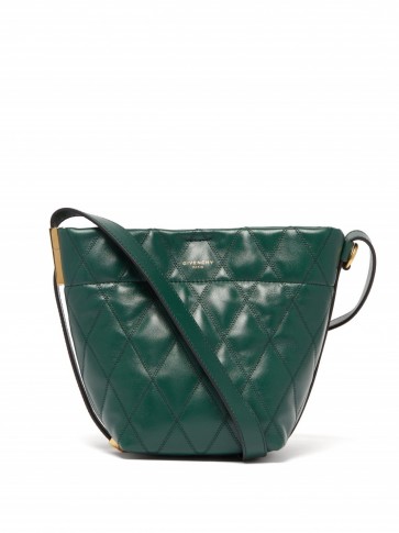 GIVENCHY GV quilted green-leather mini bucket bag ~ small luxe shoulder bags