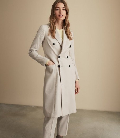 REISS HONOUR COAT TWILL WEAVE TRENCH COAT STONE ~ effortlessly stylish neutral coats - flipped