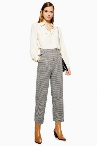 Topshop Houndstooth Check Peg Trousers in Monochrome | black and white checks - flipped