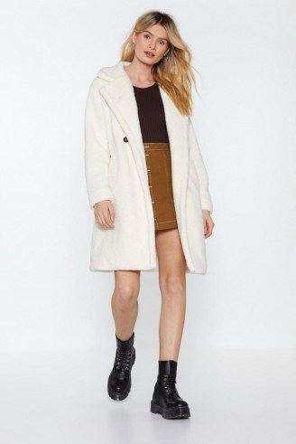 NASTY GAL I Won’t Fur-get You Faux Fur Coat in Ivory – FLUFFY WINTER JACKETS - flipped