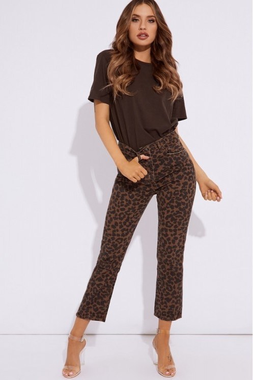 IN THE STYLE IMOGYN LEOPARD PRINT JEANS ~ animal denim - flipped