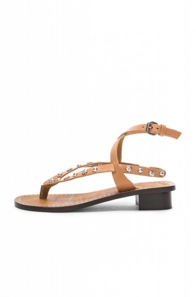 ISABEL MARANT Jings Stud Sandal in brown leather – strappy summer shoes - flipped