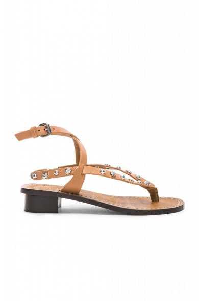 ISABEL MARANT Jings Stud Sandal in brown leather – strappy summer shoes