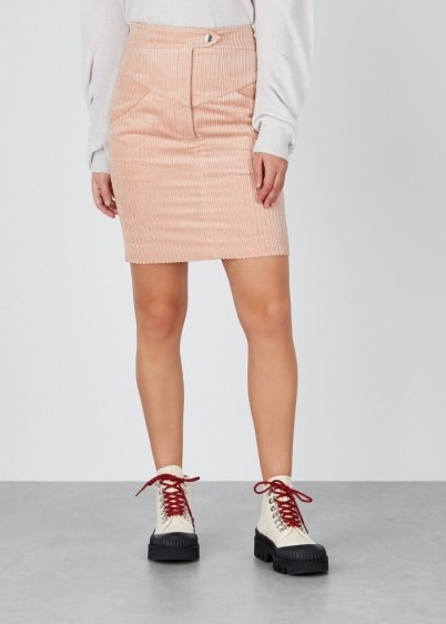 ISABEL MARANT Marsh light pink corduroy skirt | fitted cord skirts - flipped