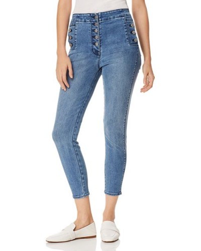 J Brand Natasha Sky High Crop Skinny Jeans in Vega ~ button detail skinnies - flipped