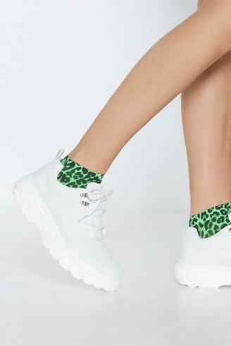NASTY GAL Jog On Chunky Sneaker in White – sporty shoes - flipped