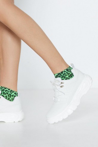 NASTY GAL Jog On Chunky Sneaker in White – sporty shoes