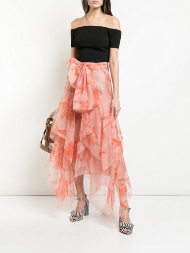 JOHANNA ORTIZ asymmetric midi skirt | silk floral skirts - flipped