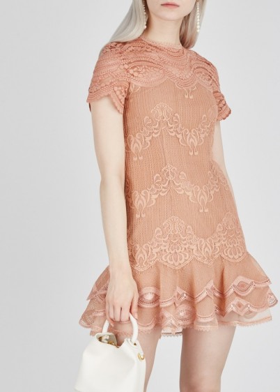 JONATHAN SIMKHAI Blush lace tiered hem mini dress – luxe occasion wear