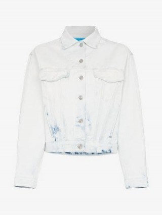Jordache Cropped Acid Wash Denim Jacket in white and blue - flipped