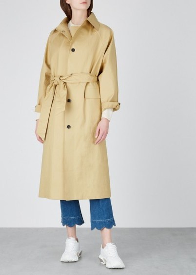 KASSL Sand cotton-blend trench coat – neutral tie waist raincoat - flipped