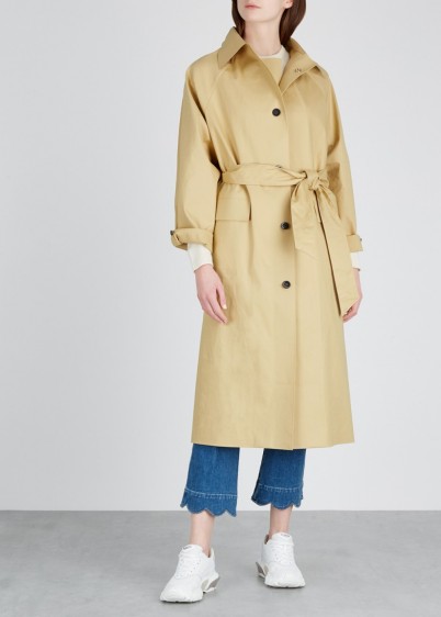 KASSL Sand cotton-blend trench coat – neutral tie waist raincoat