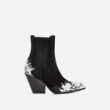 EGO Kelsey Western Ankle Boot In Snake Print Black Velvet | winter tend boots