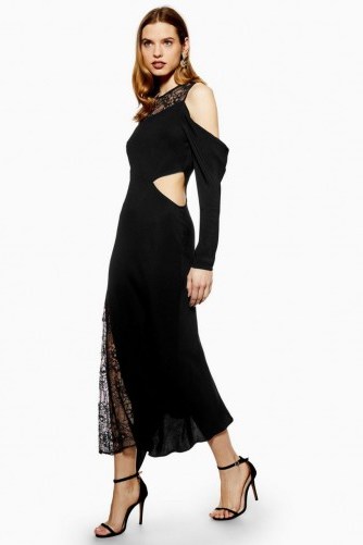Topshop Lace Insert Maxi Dress in Black | cut-out party dresses - flipped