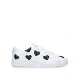 KURT GEIGER LONDON Lane Love White Leather Low Top Trainers With Black Hearts ~ cute heart print trainer