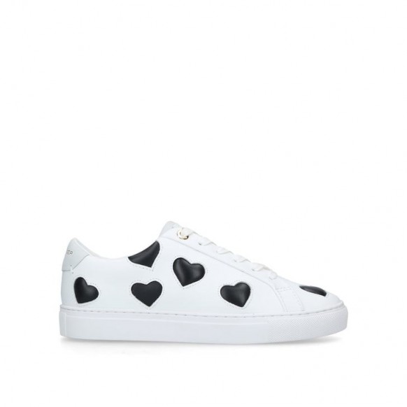 KURT GEIGER LONDON Lane Love White Leather Low Top Trainers With Black ...