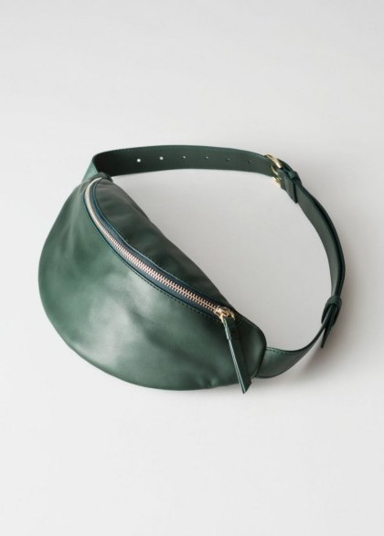 & other stories Leather Beltbag in Green | luxe belt bags - flipped