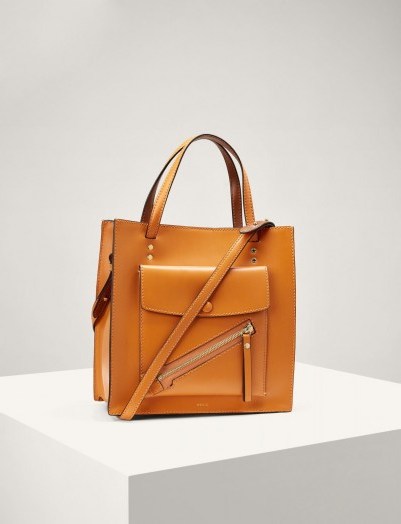 JOSEPH Leather Portobello 25 Bag in Orange / square shaped handbags - flipped