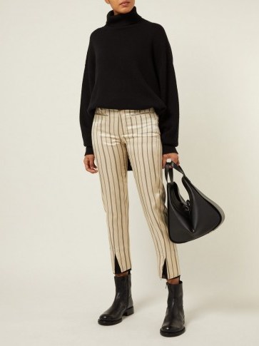 ANN DEMEULEMEESTER Levon cream and black pinstriped satin trousers - flipped