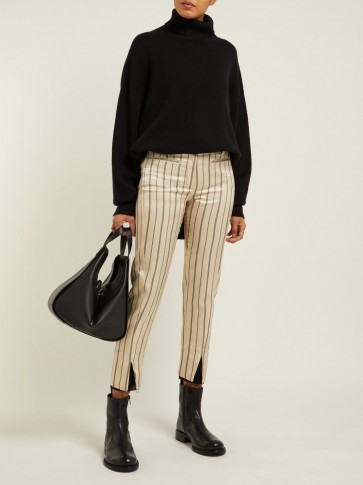 ANN DEMEULEMEESTER Levon cream and black pinstriped satin trousers