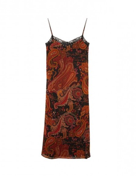 stradivarius Limited Edition printed long sleeve camisole dress Colour: 0-357 – paisley cami dresses - flipped