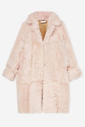 Topshop Boutique Long Shearling Coat in Pink | luxe fluffy coats - flipped