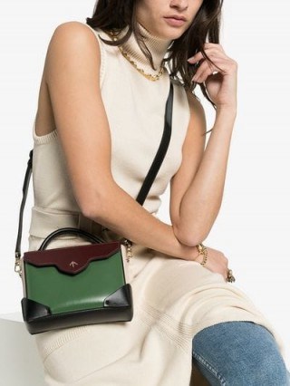 Manu Atelier Green Micro Leather Satchel Bag | small luxe crossbody - flipped