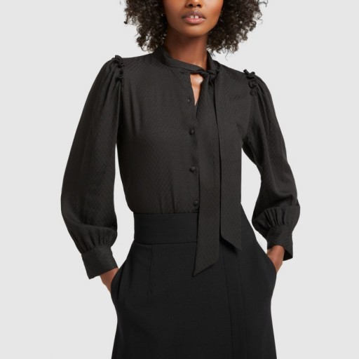 G. Label MATTEO TIE-NECK BLOUSE in black / elegant blouses