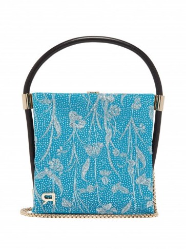 ROCHAS Metallic brocade satin clutch ~ turquoise and silver bags ~ luxe accessory - flipped