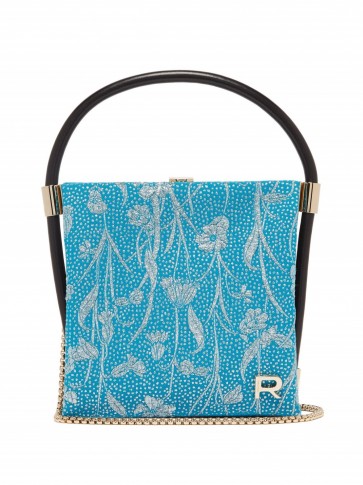 ROCHAS Metallic brocade satin clutch ~ turquoise and silver bags ~ luxe accessory