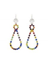 MIU MIU multicoloured rainbow crystal drop loop earrings / coloured crystals / colourful hoops