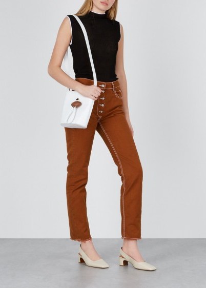 MM6 BY MAISON MARGIELA Dark terracotta slim-leg jeans ~ brown denim - flipped