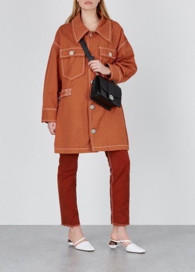 MM6 BY MAISON MARGIELA Terracotta oversized denim coat ~ orange-brown outerwear - flipped