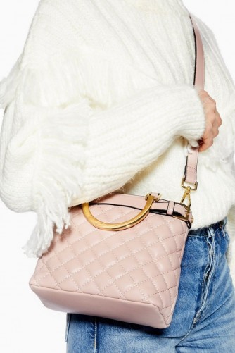 Topshop Molly Mini Quilted Tote Bag in Nude | pale-pink top handle/shoulder bags