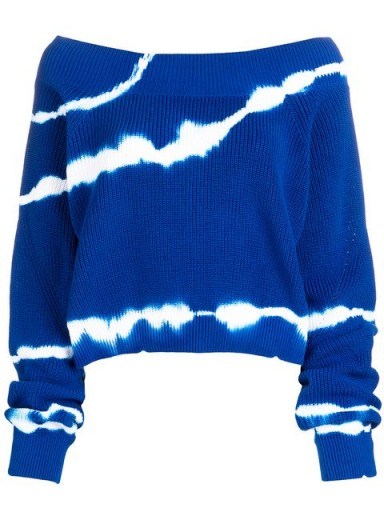 MSGM off shoulder tie-dye sweater in blue / bardot knitwear - flipped