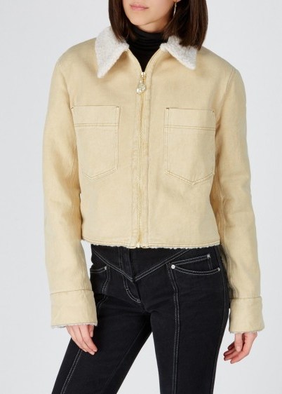 NANUSHKA Bae faux shearling-lined denim jacket ~ light-sand jackets - flipped