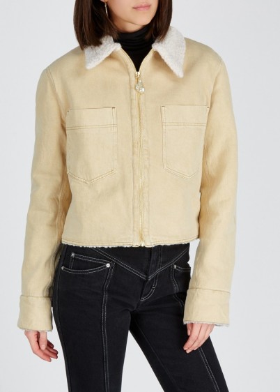 NANUSHKA Bae faux shearling-lined denim jacket ~ light-sand jackets