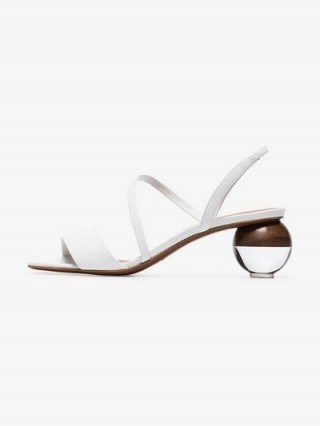 Neous White Latouria 55 Round Heel Leather Sandals | sculptured heels - flipped