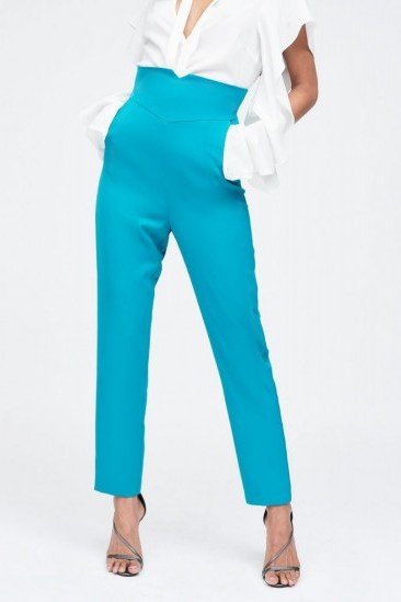 Lavish Alice notched waistband tailored trouser in jade green | elegant evening trousers - flipped