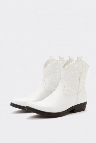 NASTY GAL On My West Behavior Western Boot in white ~ faux leather cowboy boots - flipped
