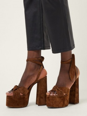 SAINT LAURENT Paige platform brown suede sandals ~ 70s vintage style - flipped