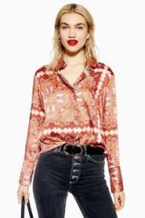Topshop Paisley Square Shirt in Red