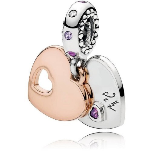 PANDORA ROSE PART OF MY HEART CHARM 787235CFP | Valentine charms | Valentine’s day gift - flipped