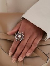 BOTTEGA VENETA Pearl and crystal-embellished ring ~ statement accessory