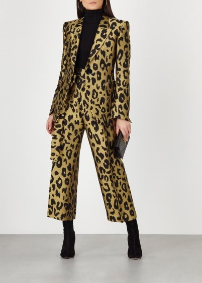 PETAR PETROV Harell leopard gold-jacquard trousers ~ glamorous cropped pants - flipped