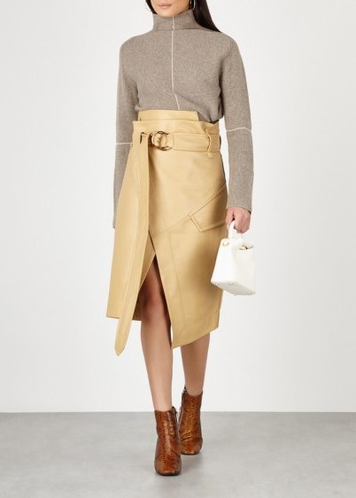 PETAR PETROV Rita cream leather wrap skirt ~ beautiful chic clothing - flipped