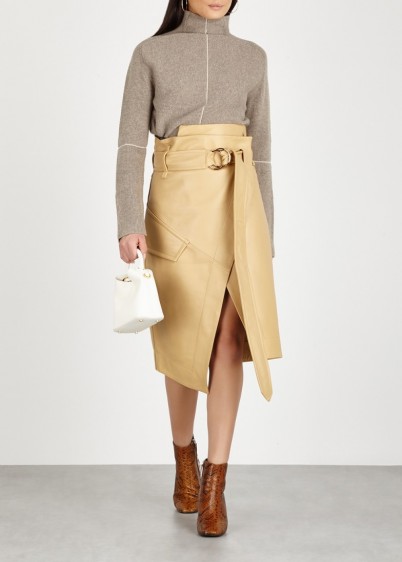 PETAR PETROV Rita cream leather wrap skirt ~ beautiful chic clothing