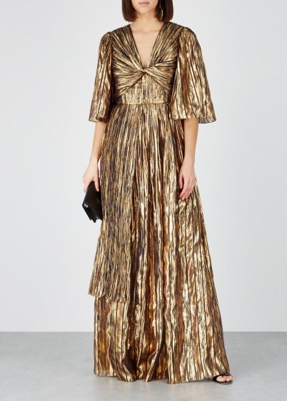 PETER PILOTTO Gold lamé-striped silk-blend gown – luxe evening gowns - flipped