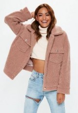 MISSGUIDED petite rose oversized borg trucker teddy jacket ~ casual style
